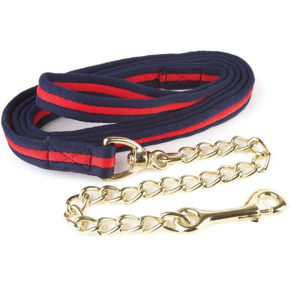 Hy Soft Webbing Lead Rein With Chain Navy/Red One Size