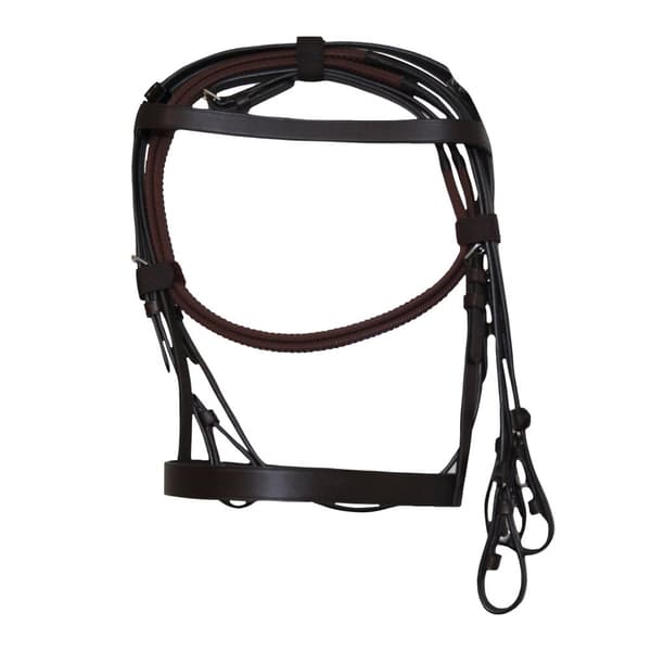 Collegiate Hunt Cavesson Leather Bridle IV Brown Cob