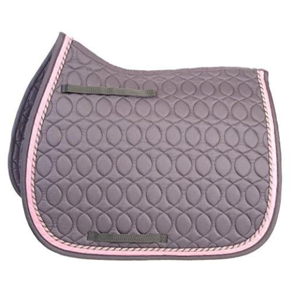 HySPEED Deluxe Saddle Pad With Cord Binding Grey/Grey/Pink/Silver Pony