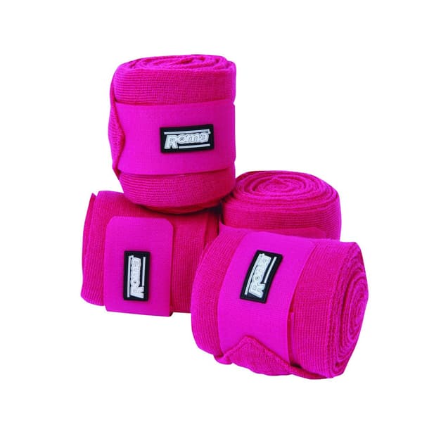 Roma Acrylic Stable Bandages (Pack of 4) Bright Pink One Size