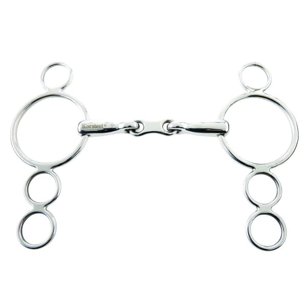 Korsteel Stainless Steel French Link 3 Ring Dutch Gag Horse Bit