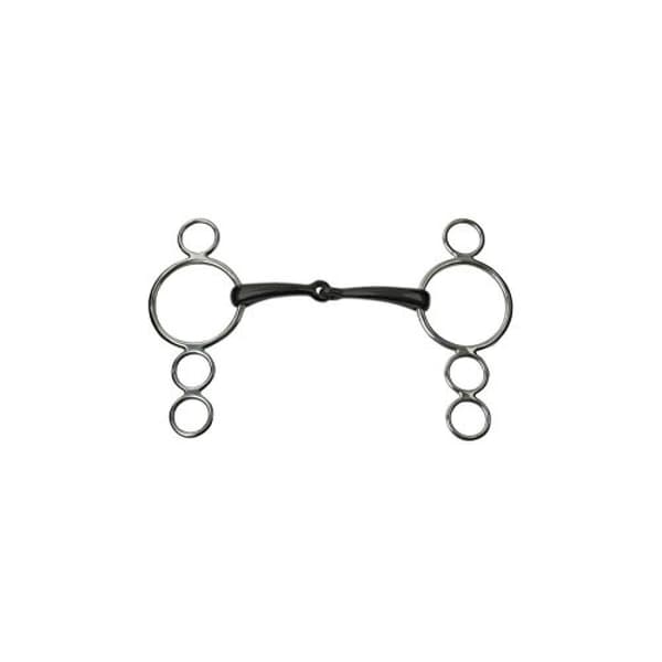 JP Korsteel Sweet Iron Jointed 3 Ring Dutch Gag Bit Silver 5.5in