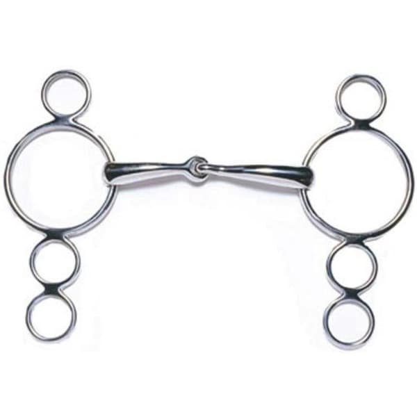 JP Korsteel Stainless Steel Jointed 3 Ring Dutch Gag Bit Silver 6in