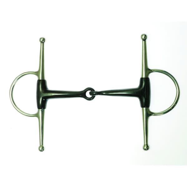 Korsteel Sweet Iron Jointed Full Cheek Snaffle Bit Black/Silver 5in