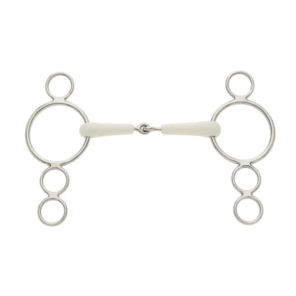 Lorina Flexi Single Jointed 3 Ring Horse Dutch Gag Silver 5.5in