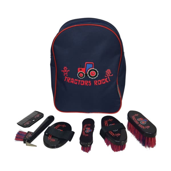 HySHINE Tractors Rock Horse Grooming Set Navy/Red One Size