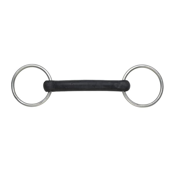 Shires Hård gummi häst Snaffle Bit Black/Silver 4.5in