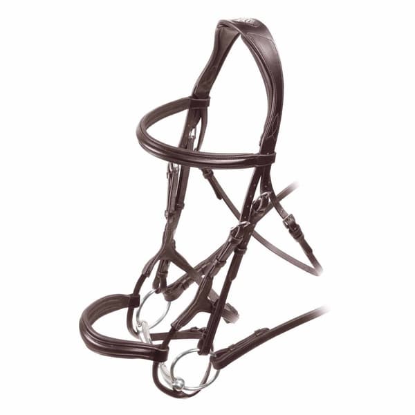 Velociti Padded Leather Roll Horse Cavesson Bridle Havana Cob