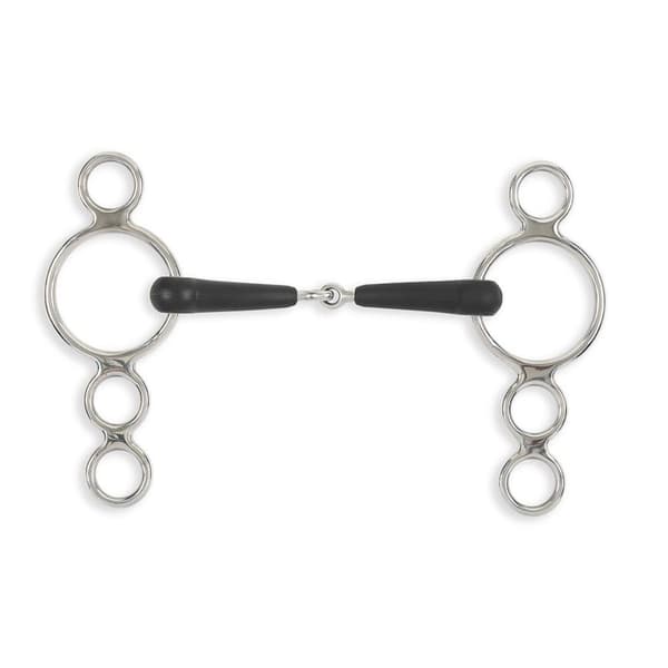 Equirubber Equikind+ Jointed Horse 3 Ring Gag Bit Silver 5.5in