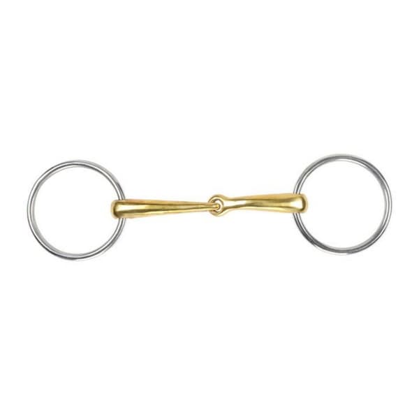 Shires Brass Jointed Horse Loose Ring Snaffle Bit Brass 4.5in