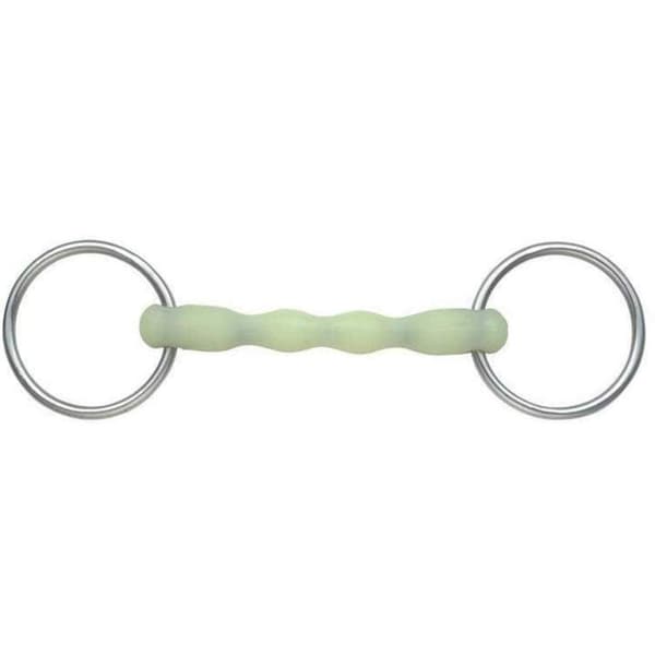 Shires Equikind Ripple Mullen Mouth Horse Loose Ring Snaffle Bit Pale Green 5.5in