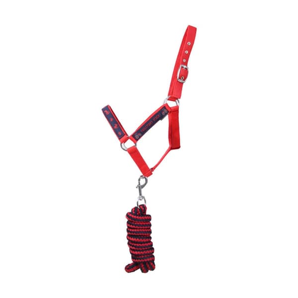 Hy Tractor Rock Horse Headcollar and Leadrope Navy/Red Pony