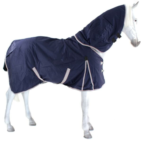 Weatherbeeta Comfitec Essential Lite Plus avtagbar hals häst Turnout Rug Navy/Silver/Red 6´ 5"