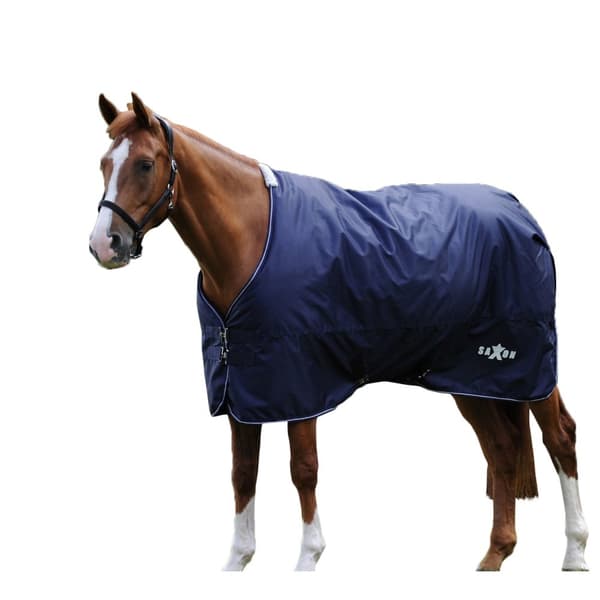 Saxon Defiant Standard-Neck Plaid Lightweight Horse Turnout Rug Navy 7´