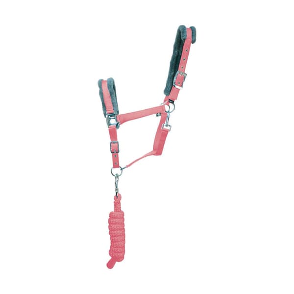Hy Active Horse Headcollar and Leadrope Coral Rose Cob