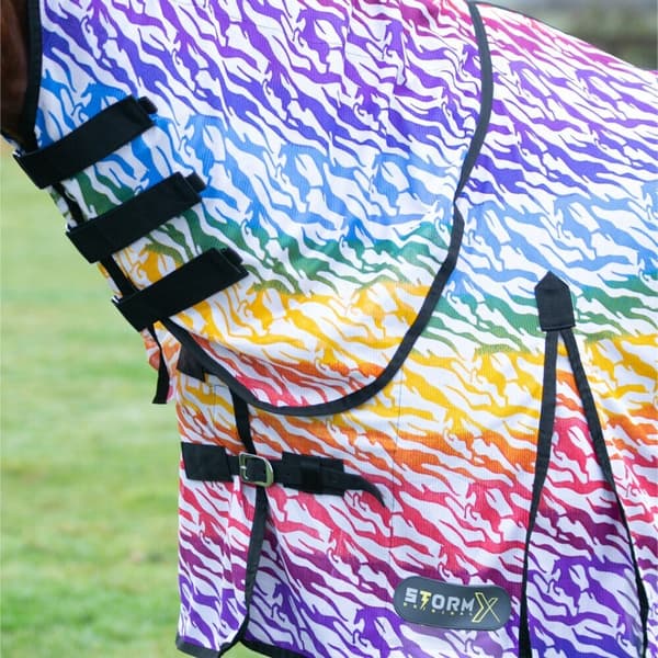 StormX Original Rainbow HighNeck Zebra Print Horse Fly Rug med høj hals CDON