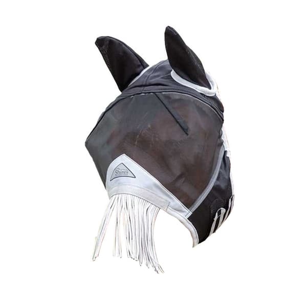 Shires Fina nätmask för hästar med flugmask med öron och nosfransar