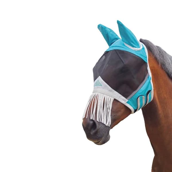 Shires Fint netmaske til hestefluer med ører og næsefrynser