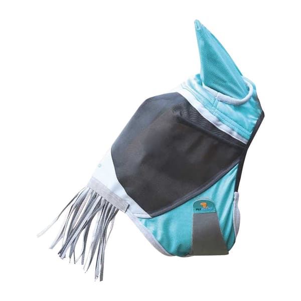 Shires Deluxe häst flugmask med öron och nosfransar