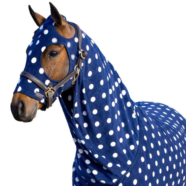 Supreme Products Dotted Fleece Horse Hood Noble Navy 16.2 Hands