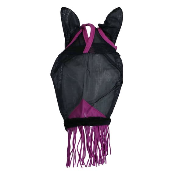 Weatherbeeta Comfitec Deluxe flugmask med tofs och nät för hästar med öron Black/Purple Small Pony