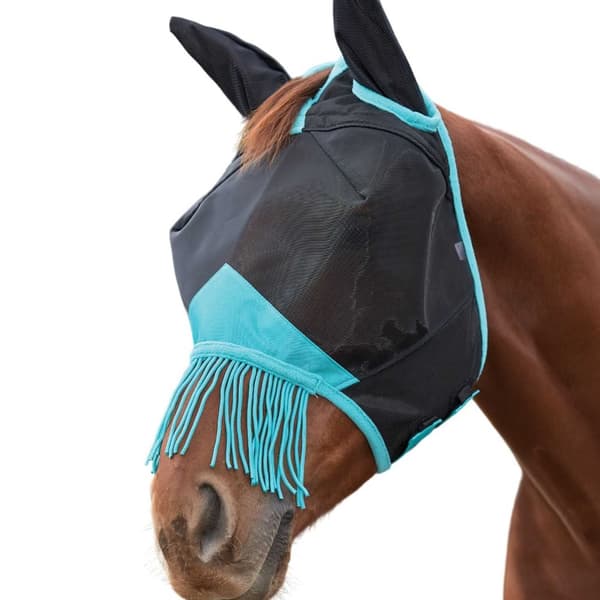 Weatherbeeta Comfitec Deluxe hästflugmask med tofs och öron i finmaskigt nät
