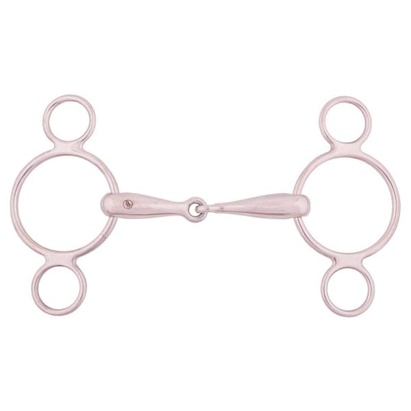 Br Single Jointed Three Ring Gag 18 Mm Søvfarvet 12.5 cm