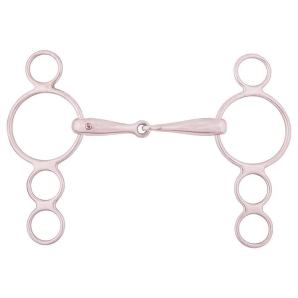 Br Single Jointed Four Ring Gag 18 Mm Hopeinen 12.5 cm