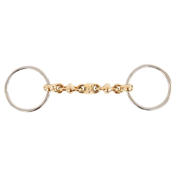 Br Dobbeltleddet Snaffle Ring Waterford Cuprion 18 Mm 65 Mm Snaffle Gylden 11.5 cm