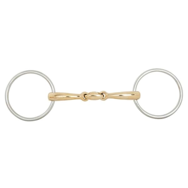 Br Dubbelfogad Lös Ringsnaffle Soft Contact 14 Mm Guld 13.5 cm