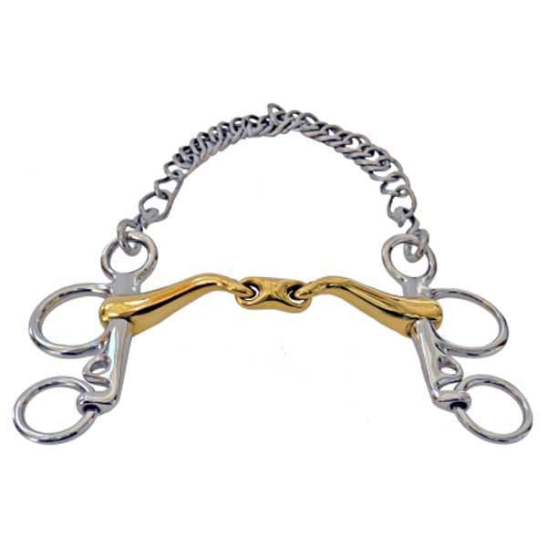Sefton Guld Pelham Embouchure Cyprium 45 Dobbelt Dele Kort Ben Bit Gylden 13.5 cm