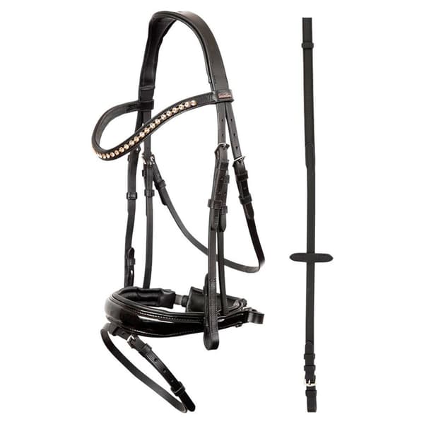 Premiere Lacque Och Non-skid Reins Träns Brest Svart Cob