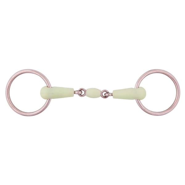 Br Dubbelfogad Snaffle Snaffle Apple Mouth 18 Mm Vit 12.5 cm