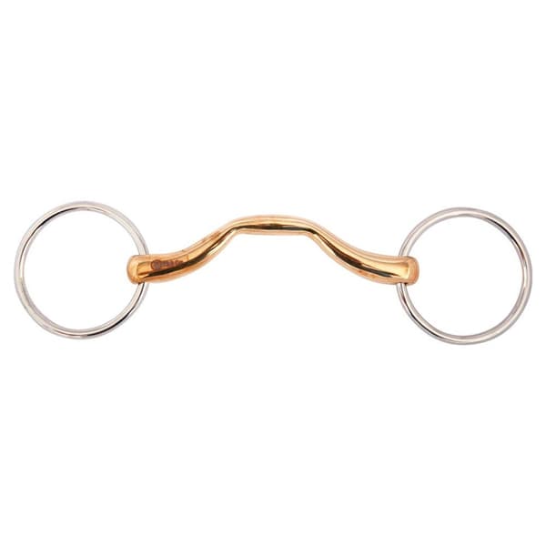 Br Mullen Mouth Snaffle Hög Båge Soft Contact 16 Mm Ringar 65 Mm Snaffle Guld 14.5 cm