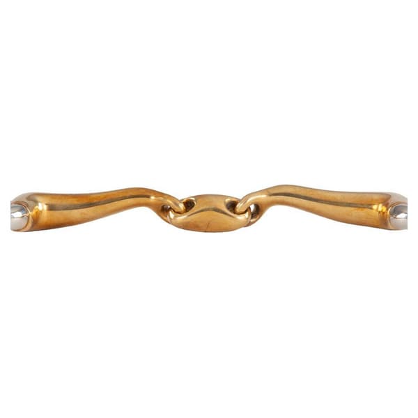 Br Snaffle Egg-but Double Jointed Snaffle Soft Contact Slightly Curved 16 Mm Rings 70 Mm Guld 11.5 cm
