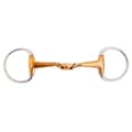Miniatyrbild 1 av 2: Br Snaffle Egg-but Double Jointed Snaffle Soft Contact Slightly Curved 16 Mm Rings 70 Mm Guld 11.5 cm