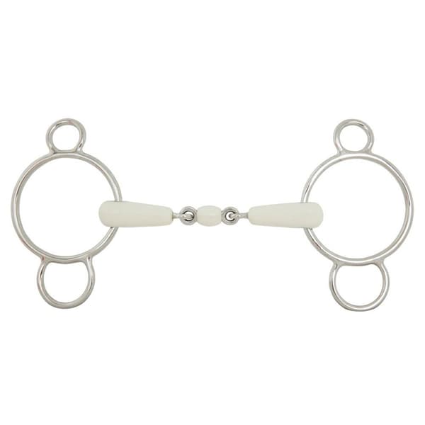 Br Kaksinivelinen Kolmirenkainen Suutin Rengas Combo Comfort 18 Mm 70 Mm Snaffle Valkoinen 13.5 cm
