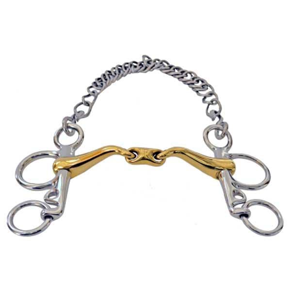 Sefton Guld Pelham Embouchure Cyprium 45 Dobbelt Dele Kort Ben Bit Gylden 12.5 cm