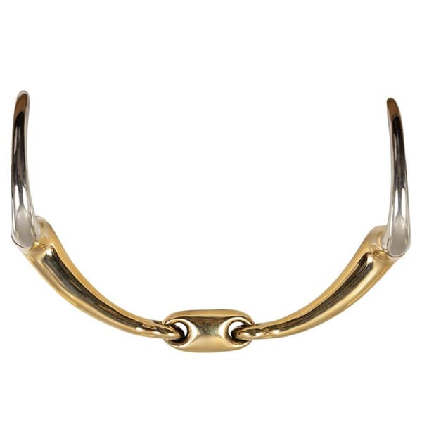 Br Snaffle Eggbut Snaffle Soft Contact 12 M Double Jointed Curved Guld 13.5 cm