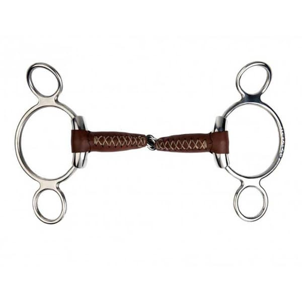 Metalab Pinchless 17 Mm 3 Ring Læder Snaffle Gylden 115 mm