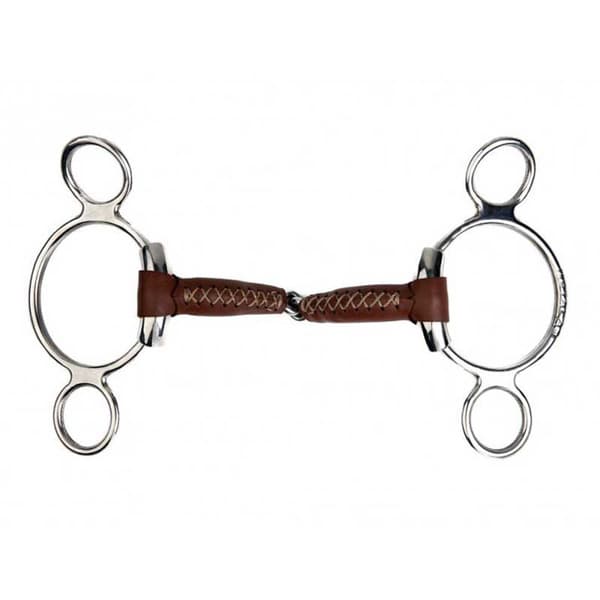 Metalab Pinchless 20 Mm 3 Ringar Läder Snaffle Guld 135 mm