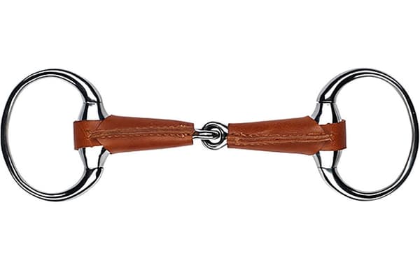 Feeling Läderfodrad Tjock Olive Snaffle Guld 135 mm
