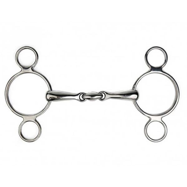 Metalab Dubbelledad Justerbar Käke-ringar 3 18 Mm Snaffle Silver 135 mm