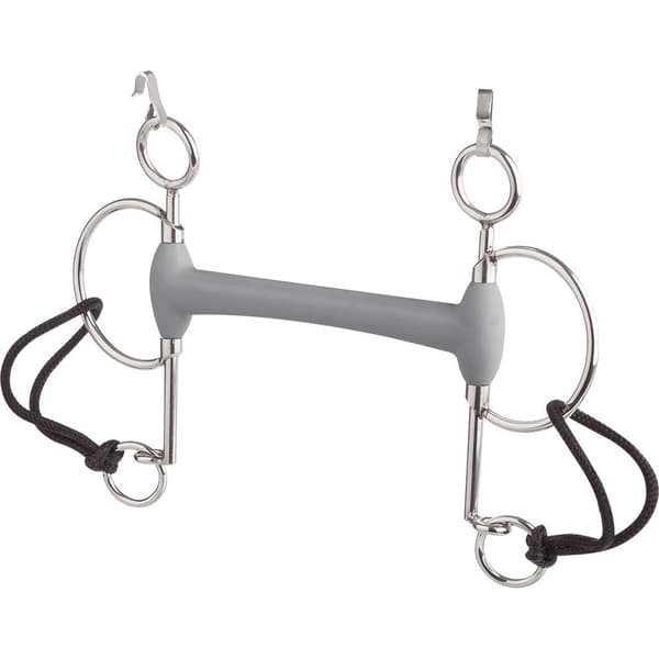 Beris Lång äggbuttsnaffle Mjuk Bit Pelham Silver 120 mm
