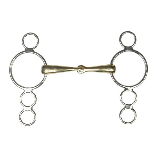 Horka Snaffle Pessoa 3 Rings Joined 18 Mm Gylden 155 cm