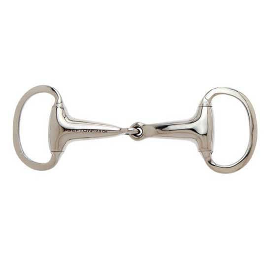 Sefton Paksu. Kiinteä Munabuttinen Tasareunainen Snaffle Hopeinen 12.5 cm