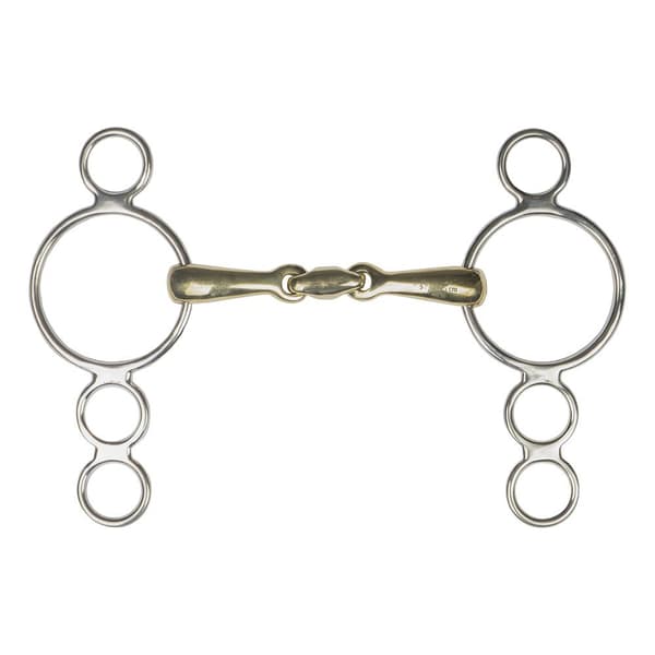 Horka Snaffle Pessoa 3 Rings Double Joined 18 Mm Søvfarvet 125 cm
