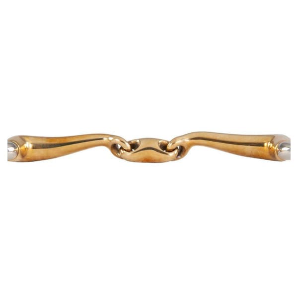 Br Dubbelfogad Snaffle Mjuk Kontakt Lätt Böjd Bustrens 14 Mm Ringar 70 Mm Snaffle Guld 11.5 cm