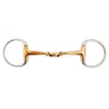 Miniatyrbild 1 av 2: Br Dubbelfogad Snaffle Mjuk Kontakt Lätt Böjd Bustrens 14 Mm Ringar 70 Mm Snaffle Guld 11.5 cm