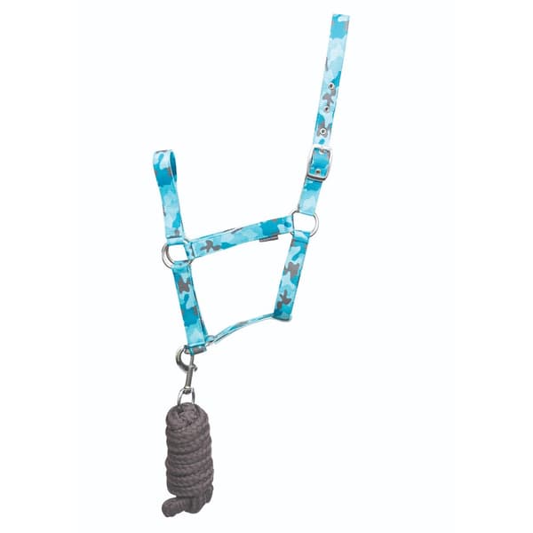 Hy DynaForce Camouflage Horse Headcollar and Leadrope Pacific Blue/Grey Pony